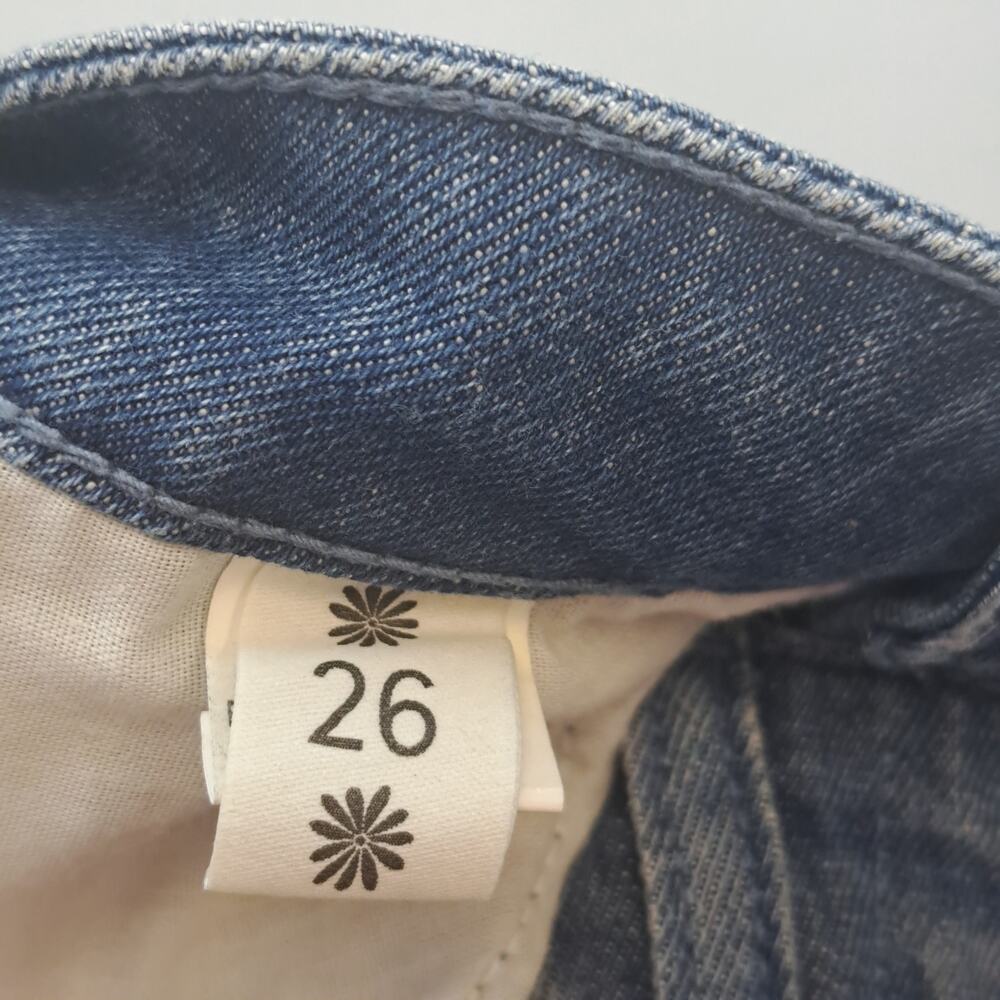 Show Me Your Mumu Brooklyn Jeans 26 High Waist‎ Distressed Fray Hem Harbor Blue - Picture 5 of 10